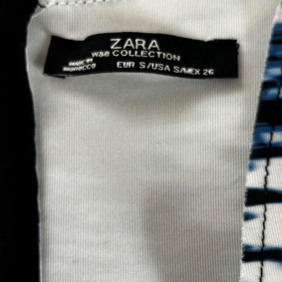 Zara Tube Sheath Dress - Blue & White Watercolor Print Size S - Picture 10 of 11